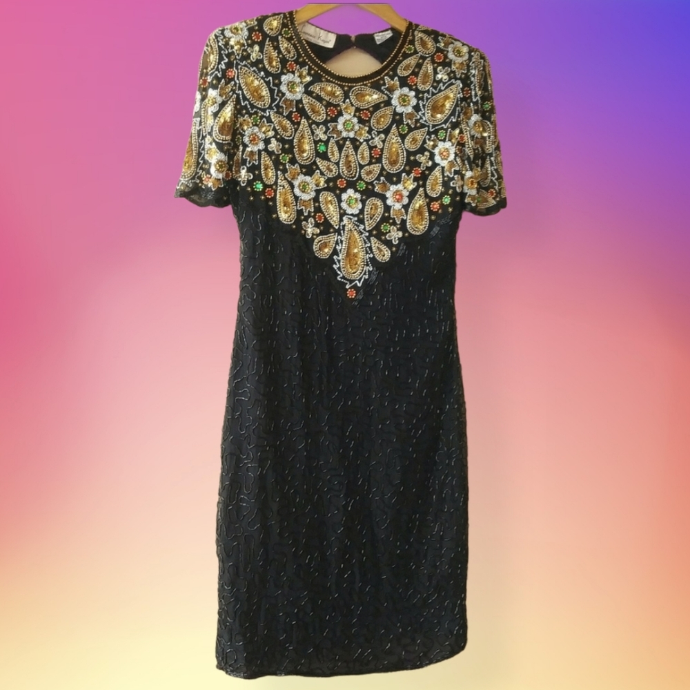💎Vintage Beaded Dress with Cutout Back💎